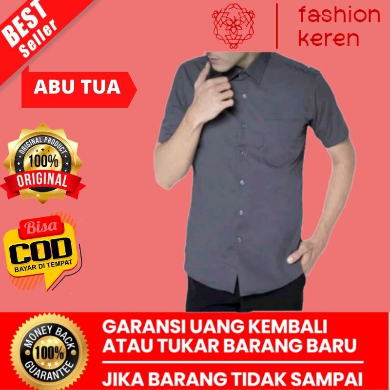 HEM BAJU Kemeja Hem Pria Polos Lengan Pendek Hitam Kasual Formal Distro Pria Cowok Cowo Laki Laki