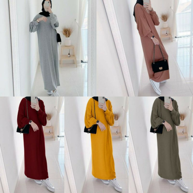 GLADYS DRESS GAMIS WANITA LENGAN BALON BAJU MUSLIM CEWEK KEKINIAN