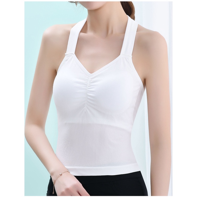 Tank Top Kaos Fashion Yoga Bra Sport Trendy Kekinian Style Streetwear sexy tanpa kawat Bra Korean