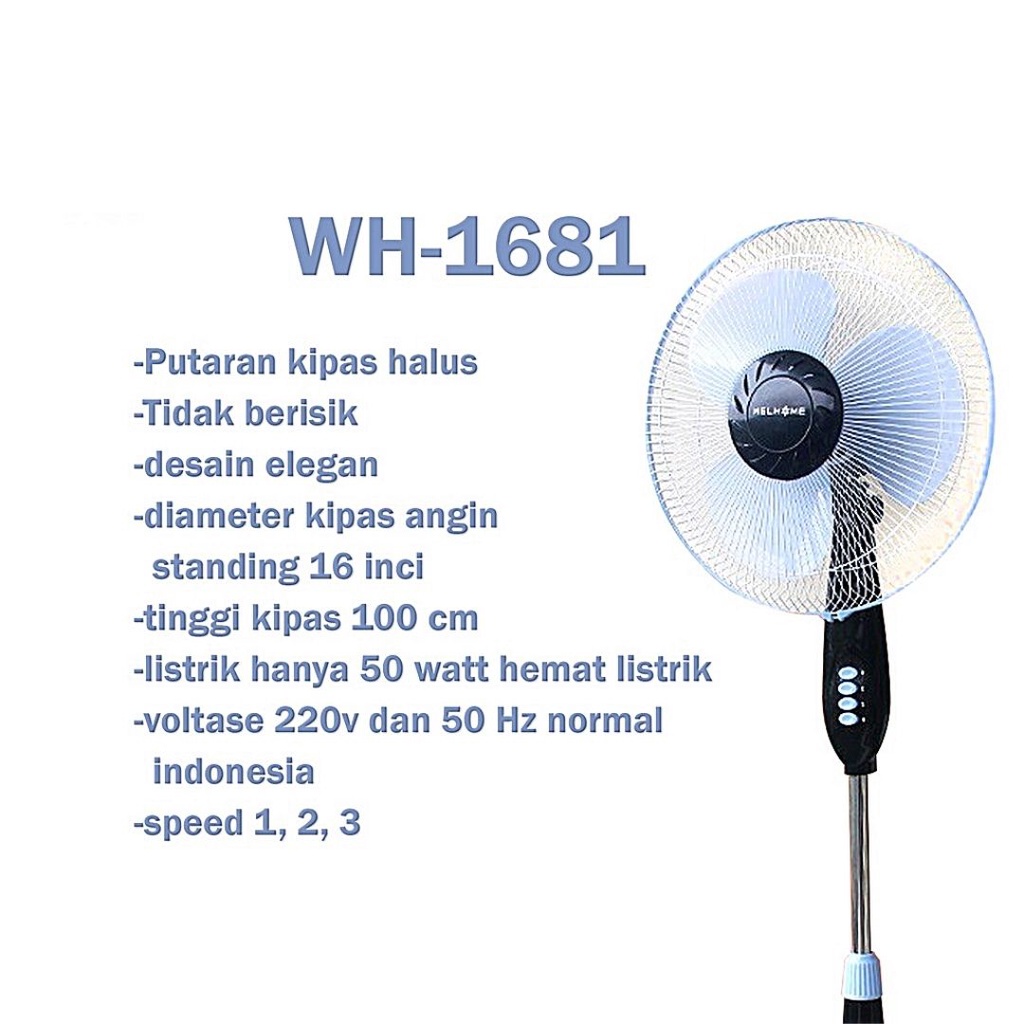 Kipas Angin Berdiri / Standfan Welhome 16 Inchi Murah / Kipas Angin Berdiri Welhome WH-1681