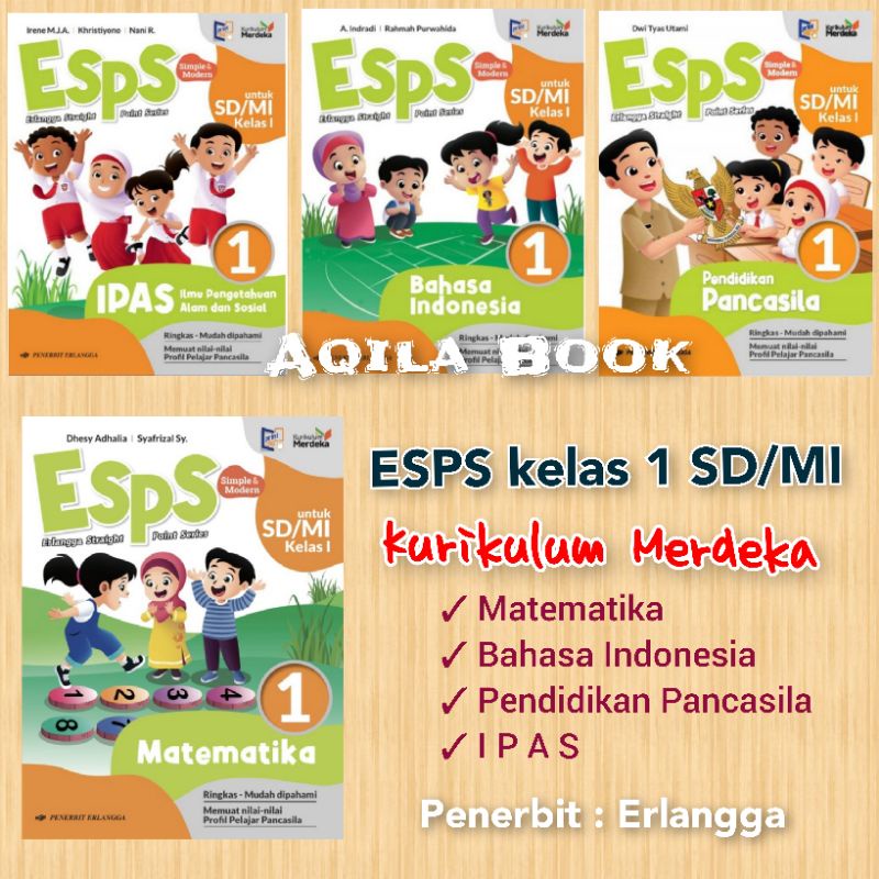 ESPS SD kelas 1 Kurikulum Merdeka. matematika, IPAS, bahasa Indonesia dan PPKn