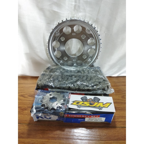 GEAR SET MEGAPRO NEW GIR PAKET MEGA PRO NEW GIRSET GIR DEPAN BELAKANG 428-124 14T-42T KC