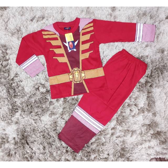 Setelan Baju Kostum Power Rangers Anak Laki Laki Umur 1 - 11 Tahun Robot Anak Warna Merah Biru Hijau Murah KE25