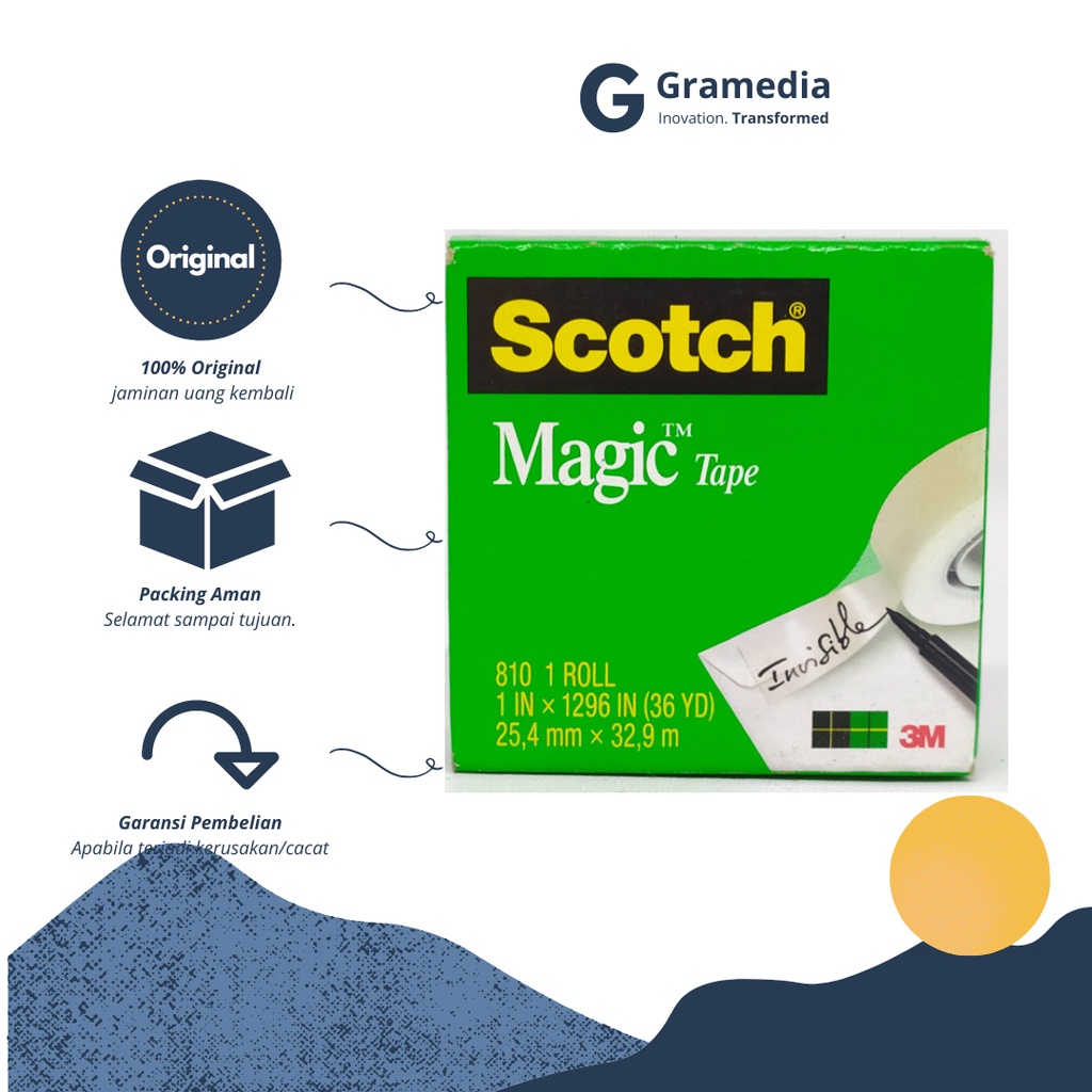 

gramedia cikupa - 3M MAGIC TAPE 810,24MMX30M (1`` X 36Y)