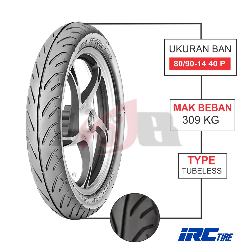 IRC 80 90 1 4 S S530 F Series Ban Tubeless Motor Matik