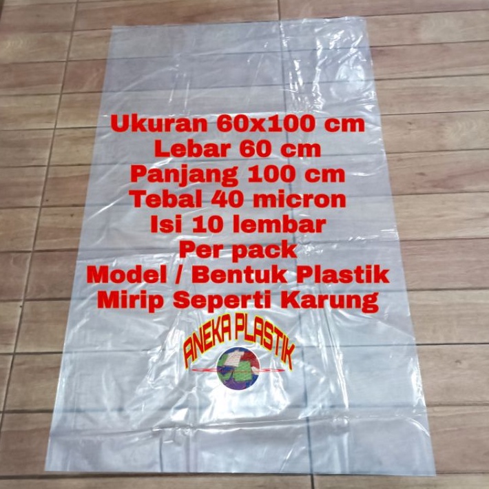 PLASTIK PEMBUNGKUS MAKANAN PLASTIK BENING PLASTIK TRANSPARAN PLASTIK PE MURNI UKURAN 60 x 100 CM