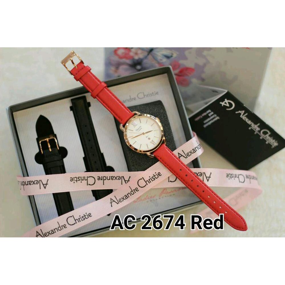 JAM TANGAN ALEXANDRE CHRISTIE AC2674 TALI MERAH