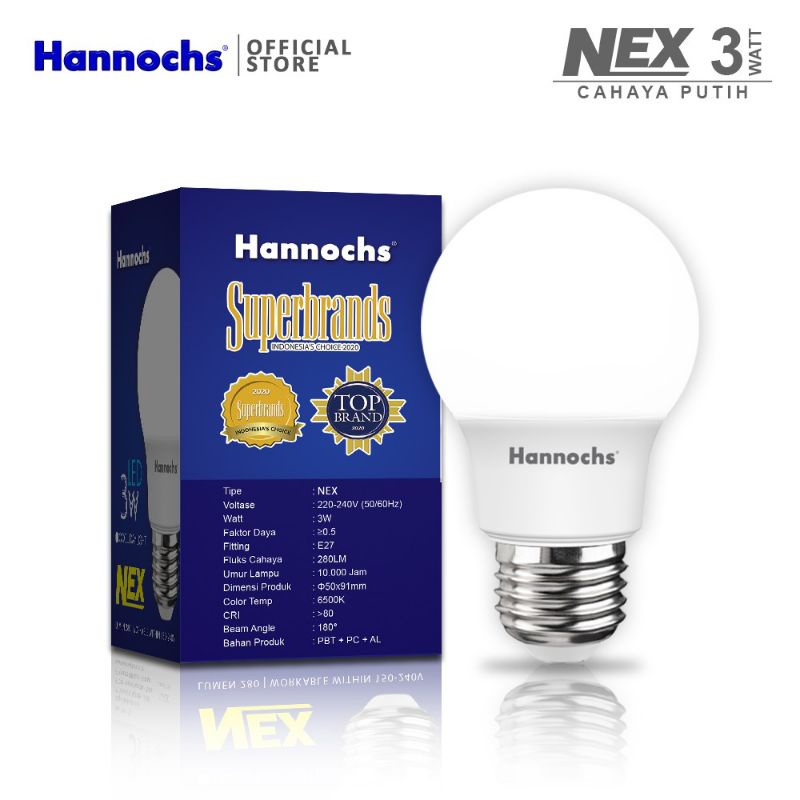 Jual Lampu Led 3 Watt Hannochs,warna Putih,bohlam Lampu Terang LED ...