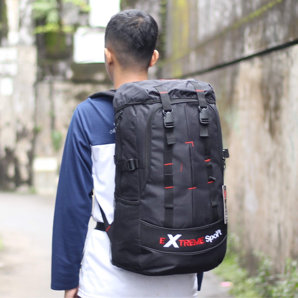 [COD]Ransel Gunung Carrier Extreme Besar Warna Hitam Tas Punggung Travelling Tas Hiking Pria Olahraga Camping Gunung Outdoor Bahan Tebal Kuat Awet Muat Banyak