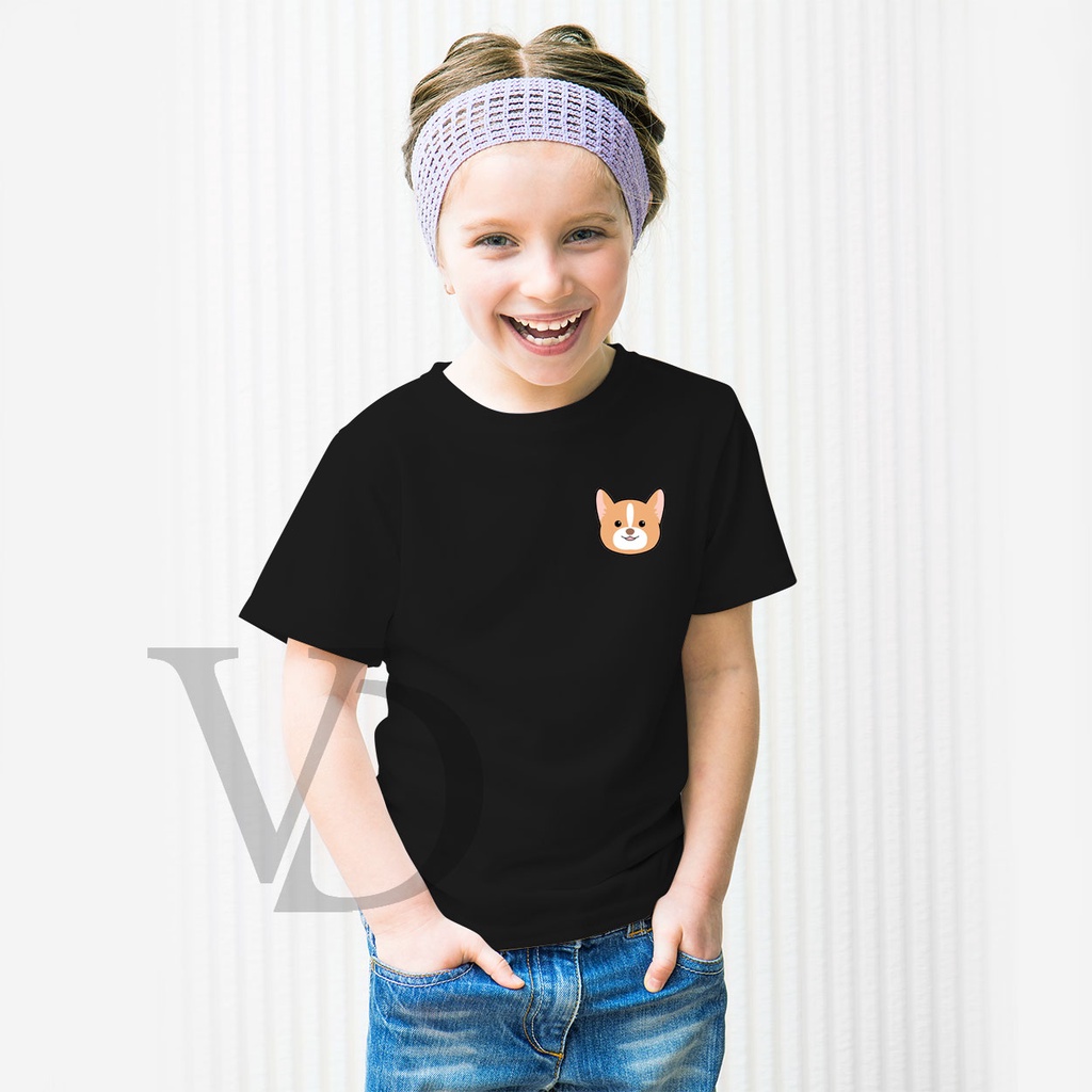 Kaos Anak Perempuan &amp; Laki - laki Unisex puppy welsh corgi doggy lucu / kaos anak lucu / baju anak