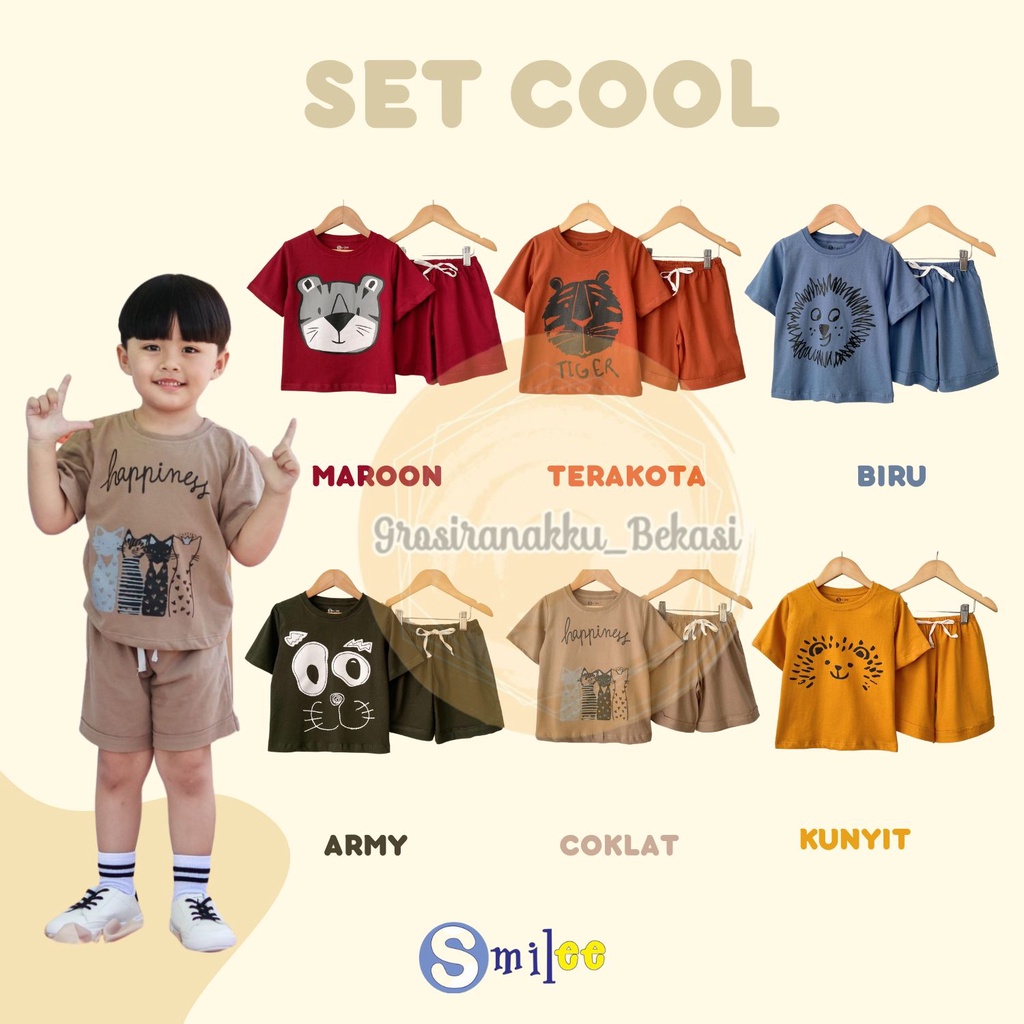 Setelan Anak Unisex Smilee Cool Mix Motif Size 1-5Tahun