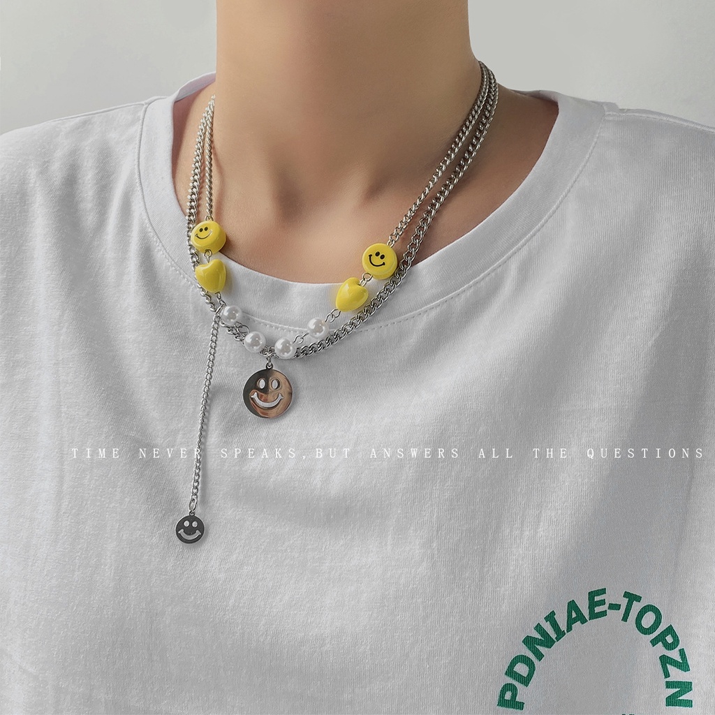 Niche in hip hop Hong Kong jantung-berbentuk titanium steel kalung pria dan wanita sederhana dingin