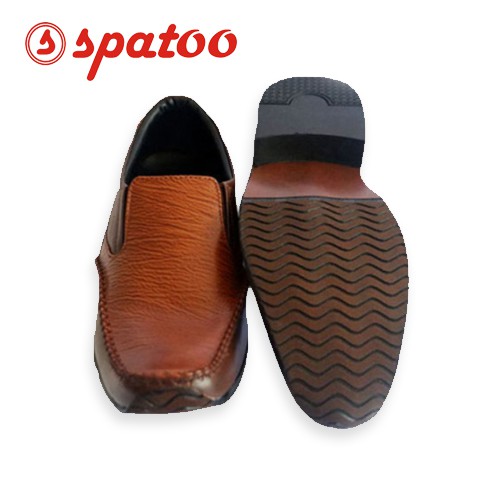 Sepatu Kerja Warna Coklat SPATOO Bahan Kulit Sapi Asli Sol Iris Terbaik 201 Coklat