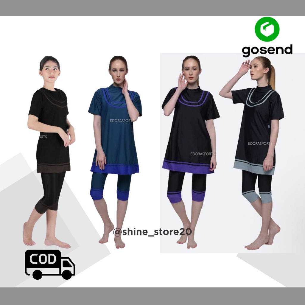 Baju Renang Wanita Edora Semi Cover ESC 002 Spandex nylon olahraga EDORASPORTS