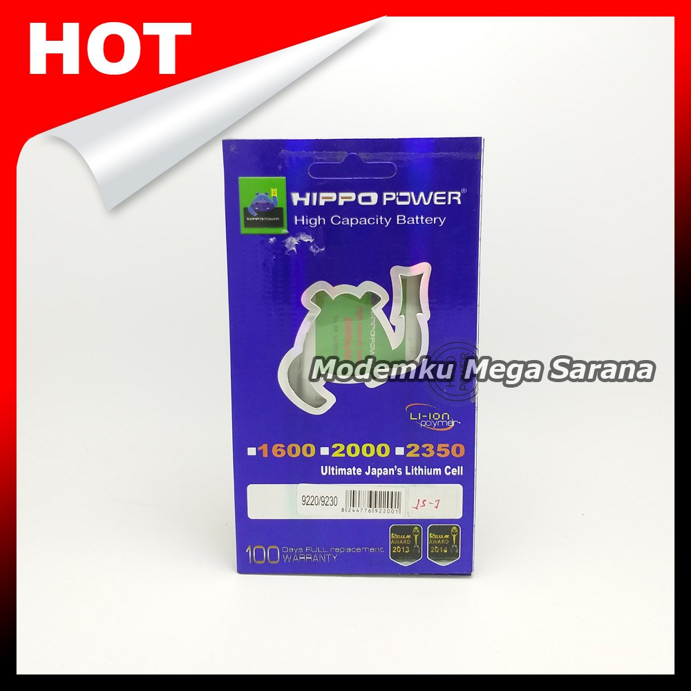 Baterai BB Hippo Power JS-1Slim 2000mAh Davis 9220 Amstrong 9320