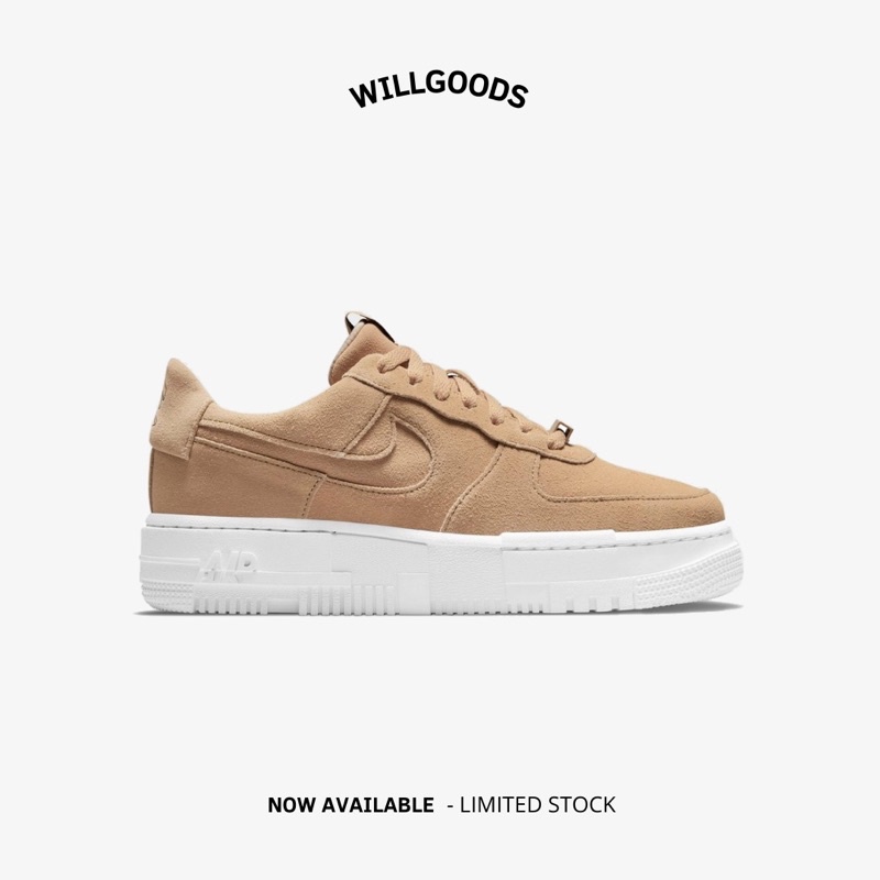 Nike Air Force 1 Pixel Beige Brown White Women Original RESMI BNIB