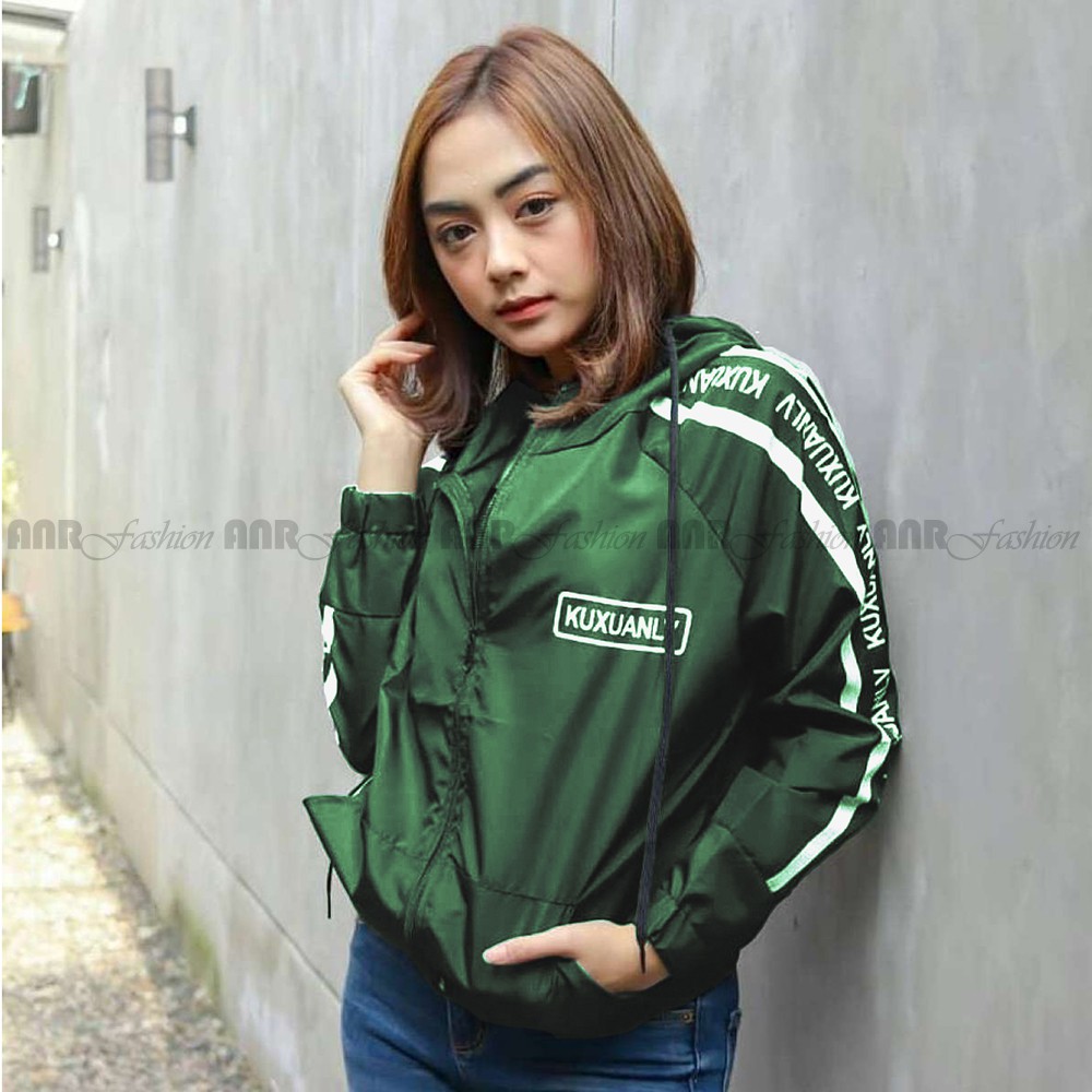 Jaket Kuxu Hoodie Resleting Wanita - Jaket Parasut Hoodie Zipper Wanita - Jaket Sporty Wanita