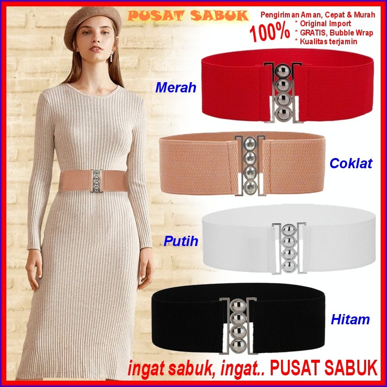 Belt Sabuk Wanita Pita Obi Karet Ikat Pinggang Fashion Gesper Cewek Korea Oby Besar Jumbo Big Women