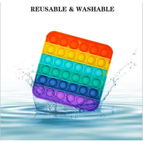 COD RAB Pop It Murah Mainan Sensorik Pereda Stress/Fidget Pop Its Square Rainbow Multicolor Foxmind-8