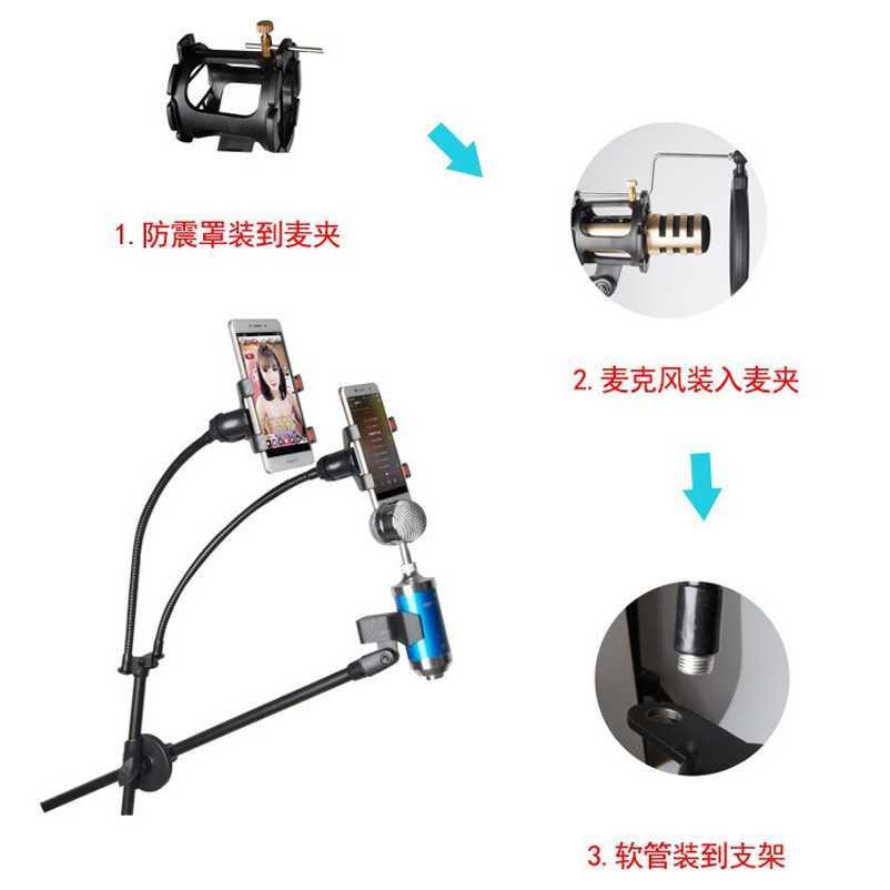 TaffSTUDIO Microphone Standing Tripod with 2 x Smartphone Holder NB-03 ( Al-Yusi )