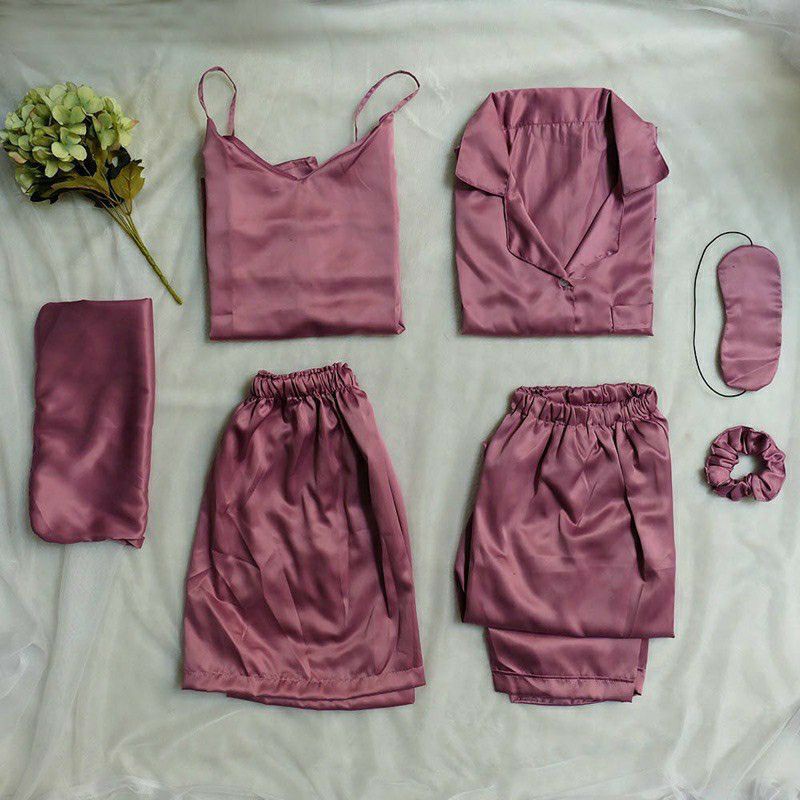PIYAMA SET 7 IN 1 SATIN PREMIUM