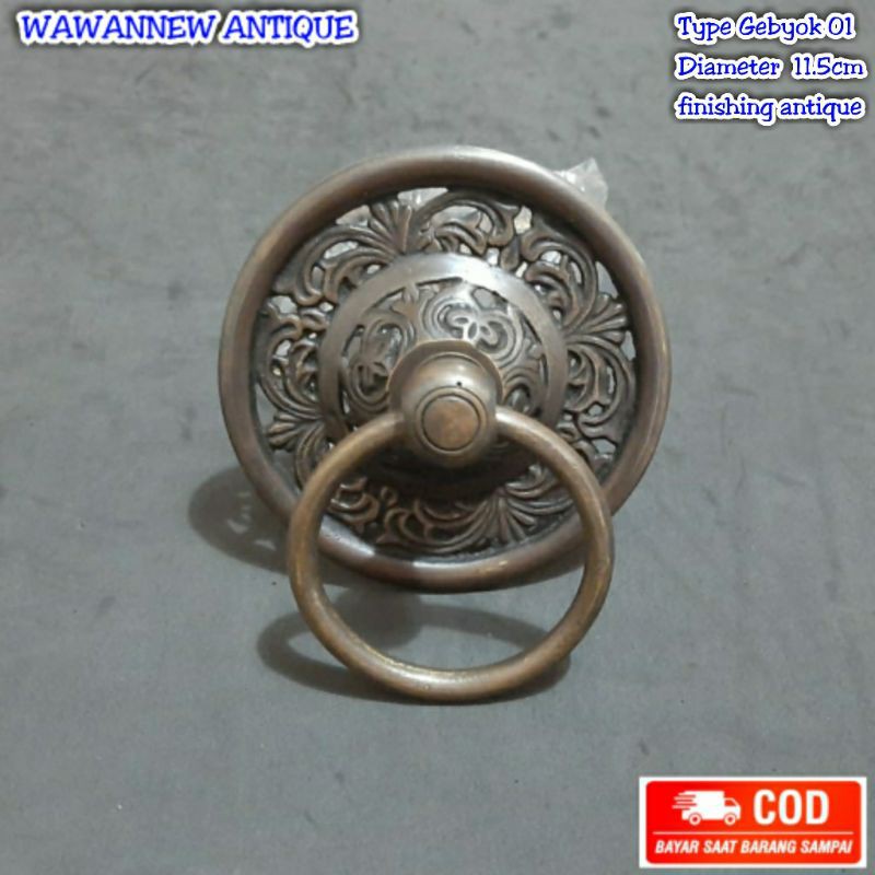 Handle Pintu Rumah Pagar Kuningan Antik Gebyok 01 12cm