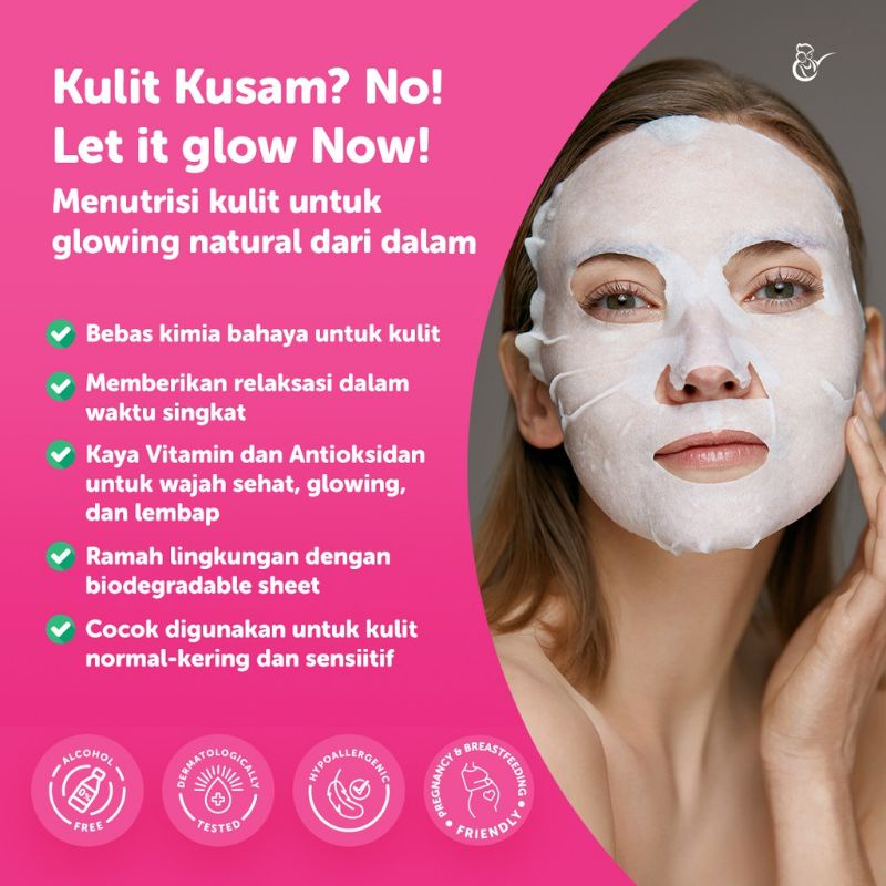 Mama's Choice Sheet Mask Revitalizing (3 pcs) | Masker Wajah Centella Asiatica Honey | Glowing Anti Aging Kusam Kering