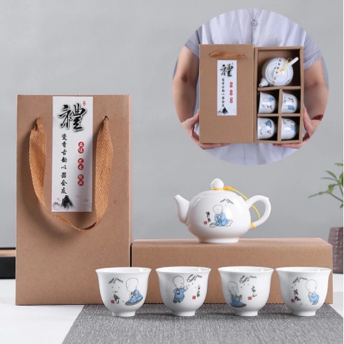 Classic Chinese Tea Set White Gratis Gift Box