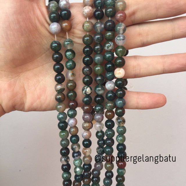 supplier bahan batu giok indian agate bacan 8mm akik natural