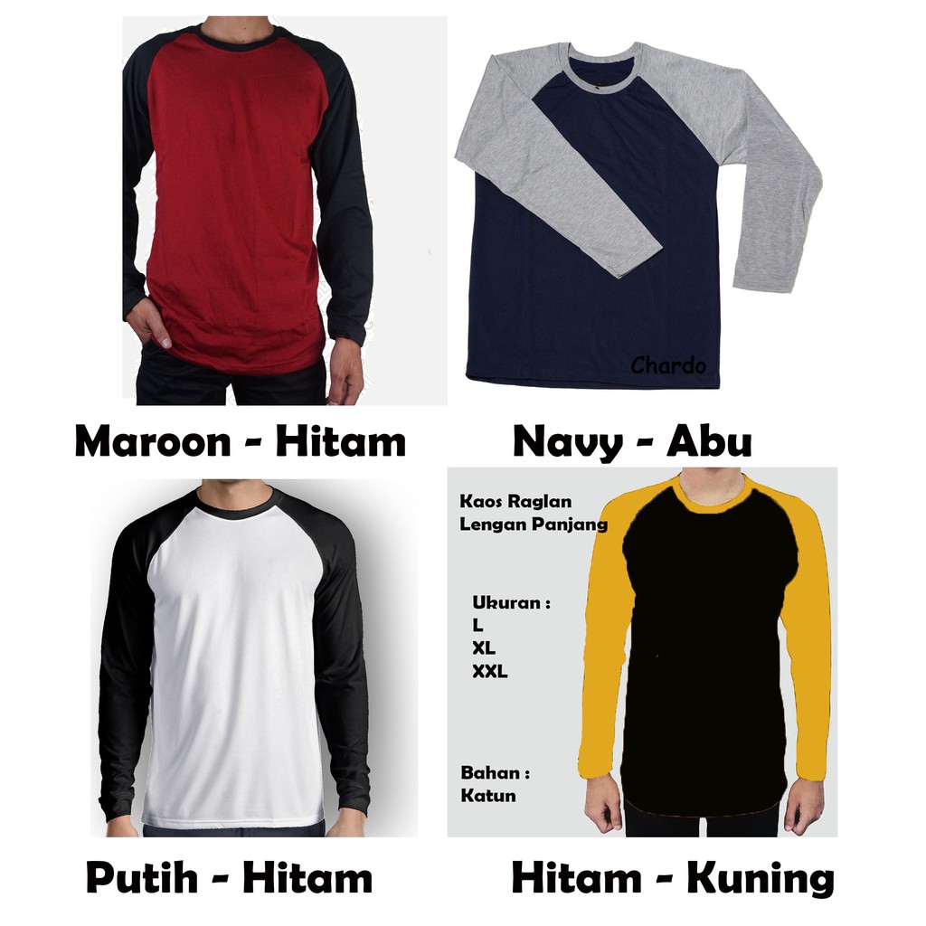 Kaos Raglan  Polos Lengan Panjang