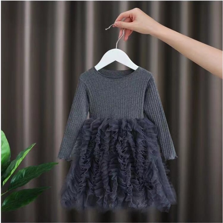 HappyOliver DRESS WINTER RIBB EBV Baju Dress Anak Perempuan Import/Dress Bayi Perempuan/Gaun Bayi Perempuan/Dress Pesta/Dress Bayi