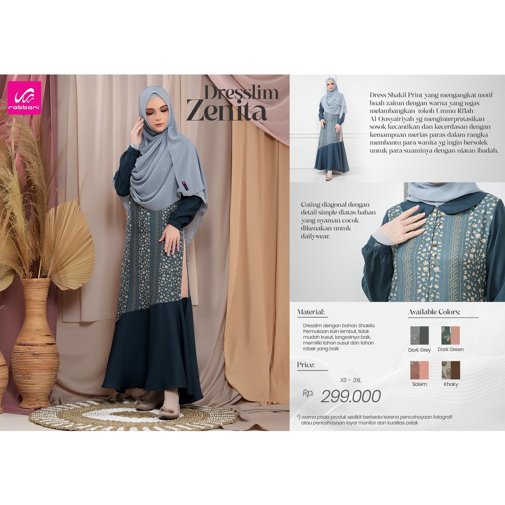 Rabbani - Gamis Dresslim Lengan Panjang Zenita