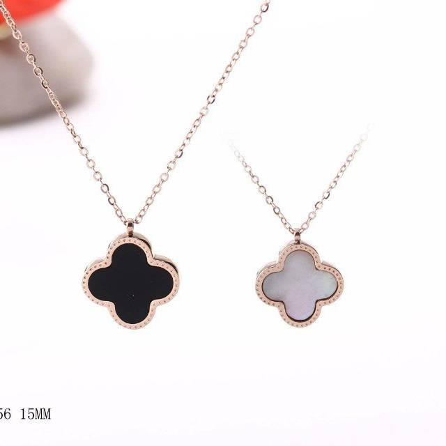 Kalung stainless van cleef bolak balik premium