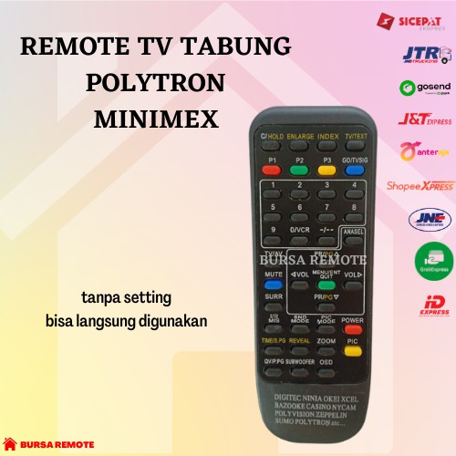 Remot Remote Tv Tabung Polytron Minimax Digitec tanpa dus langsung pakai