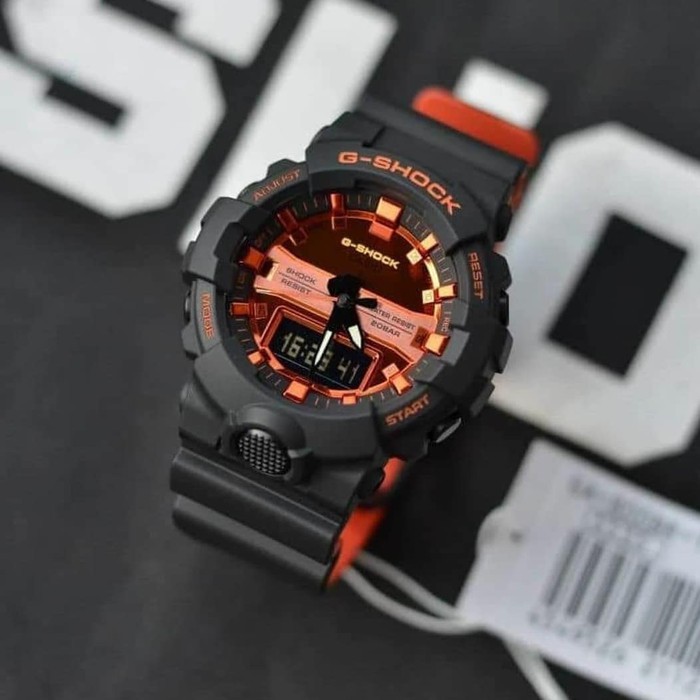 Casio G-Shock GA-800BR-1ADR Digital Analog Orange Dial Black Resin