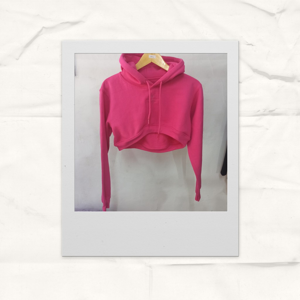 Jaket Crop Pink Magenta Super Cropped Hoodie ONLY Jaket Unik Aneh Custom