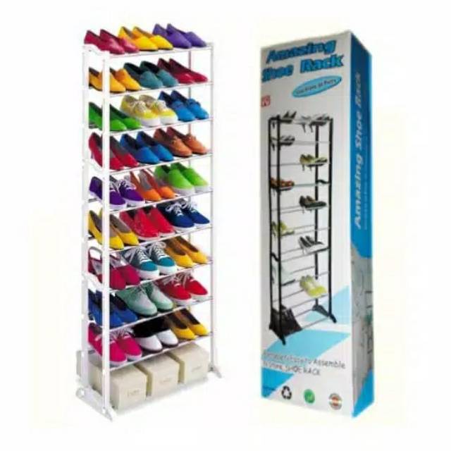 Amazing Shoe Rack Standing Hanger Rak Besi Susun Gantungan Sepatu Hijab Serbaguna Portable