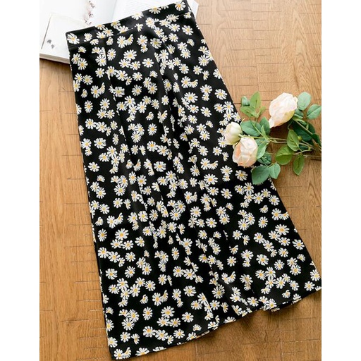 Rok Daisy Kecil Rok Sifon Pinggang Tinggi Gaya Tipis Bunga Rok Panjang Kualitas tinggi