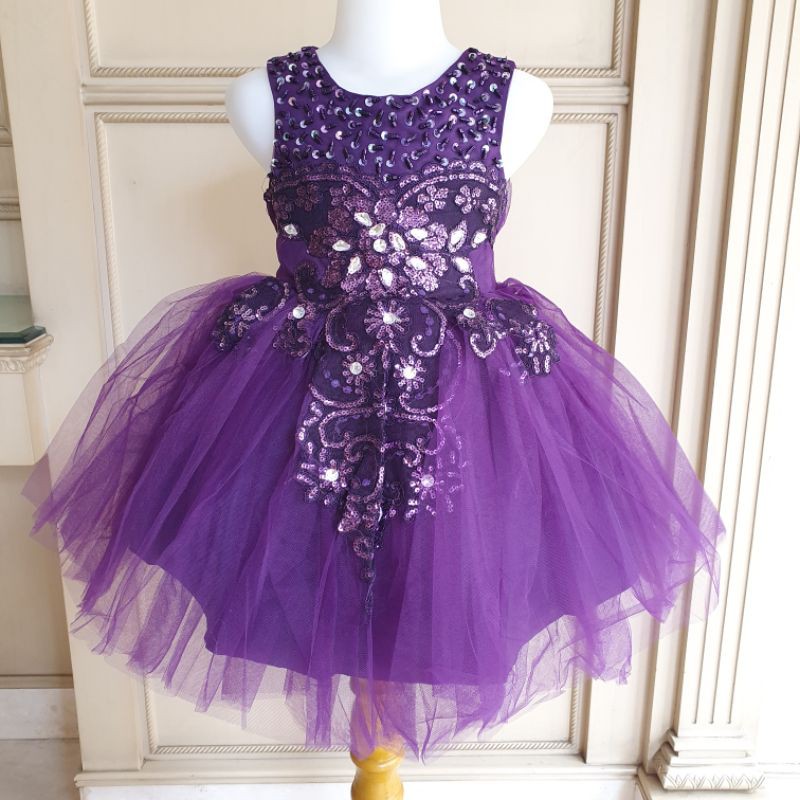 GA2553 PREMIUM LOUISE DRESS PURPLE GAUN ULANG PESTA ULANG TAHUN ANAK BAGUS MEGAR UNGU IMPORT