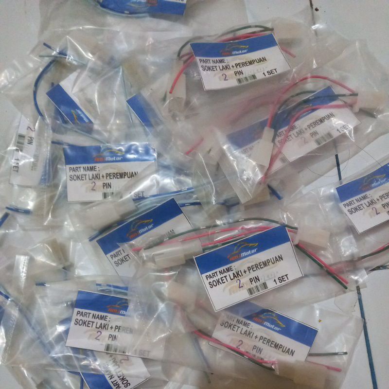 [1pasang]Socket soket sambungan 2 pin laki perempuan kabel bintik