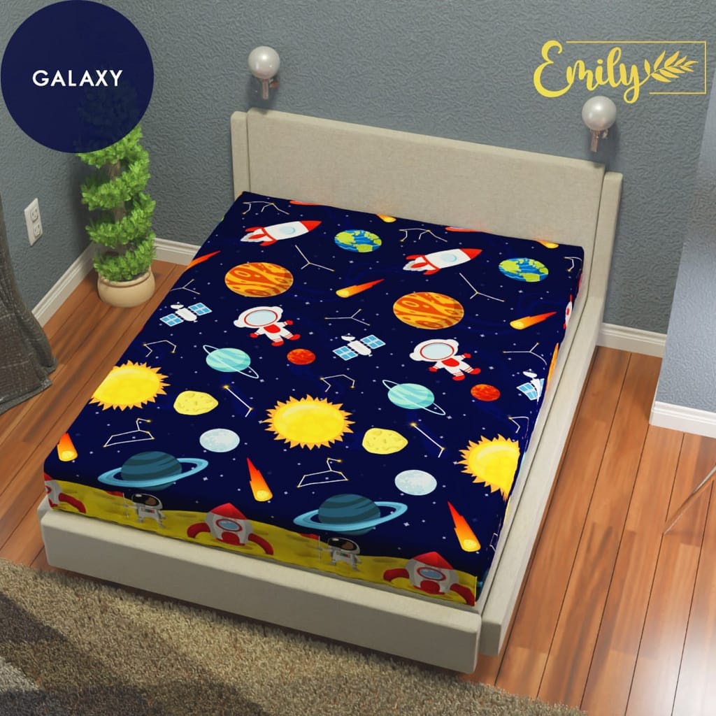 SPREI WATERPROOF ANTI AIR DAN OMPOL UK 180x200 KASUR NO 1 / SPREI WATERPROOF MOTIF KARAKTER KARTUN-GALAXY WP