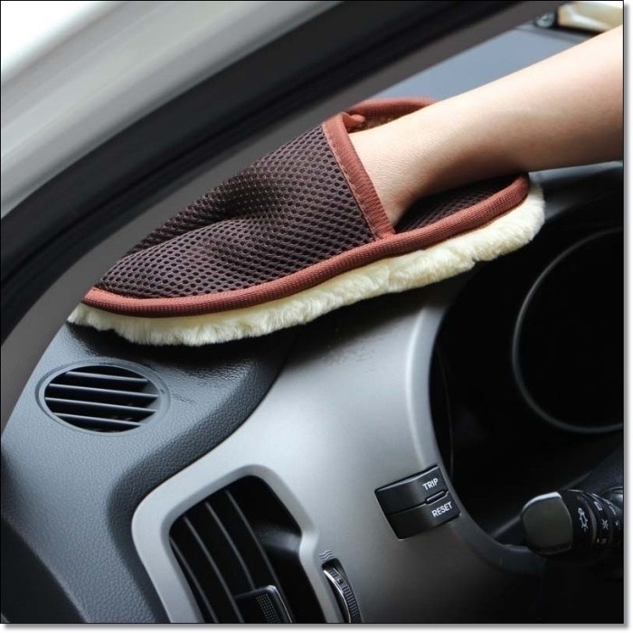 [BISA COD] Sarung Tangan Wool Microfiber Kain Lap Cuci Mobil Motor Polish Anti Gores