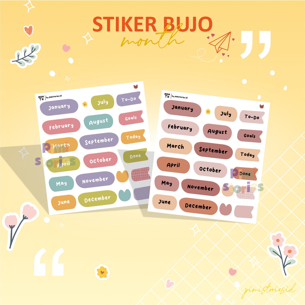 

STIKER BUKU JURNAL ⚫ BUJO ⚫ NAMA BULAN ⚫ PLANNER ⚫ AESTHETIC ⚫ MONTHLY