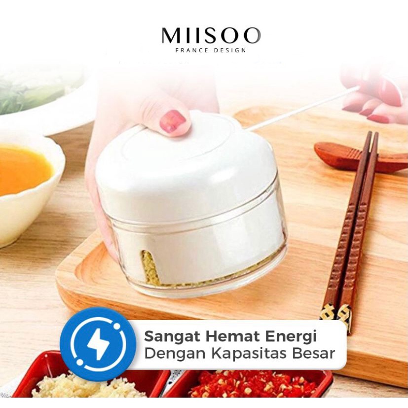 MIISOO Blender Tarik Tangan Manual Mini Speedy Chopper Gilingan Penghalus Bumbu Daging Bawang