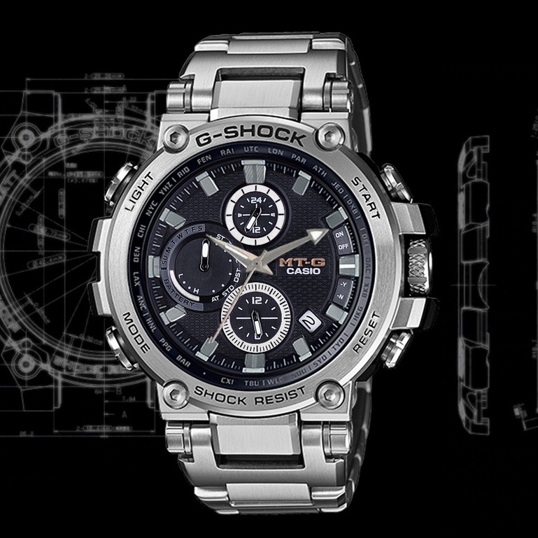 Jam Tangan Casio G-Shock / GShock MTG-B1000  Stainless Steel Silver LIMITED EDITION