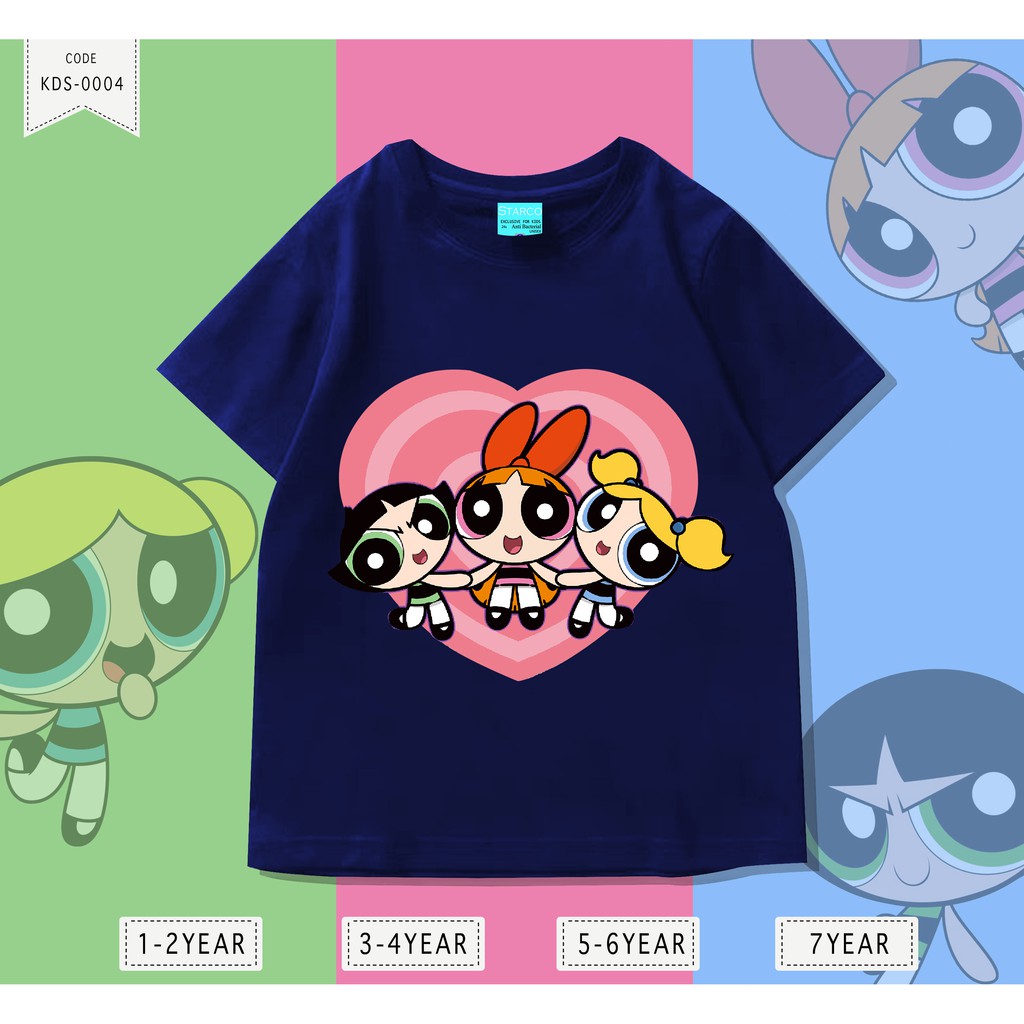 Baju Anak Powerpuff girls/ Kaos Distro DTF Anak Laki Laki dan Perempuan / Unisex / Motif Kartun