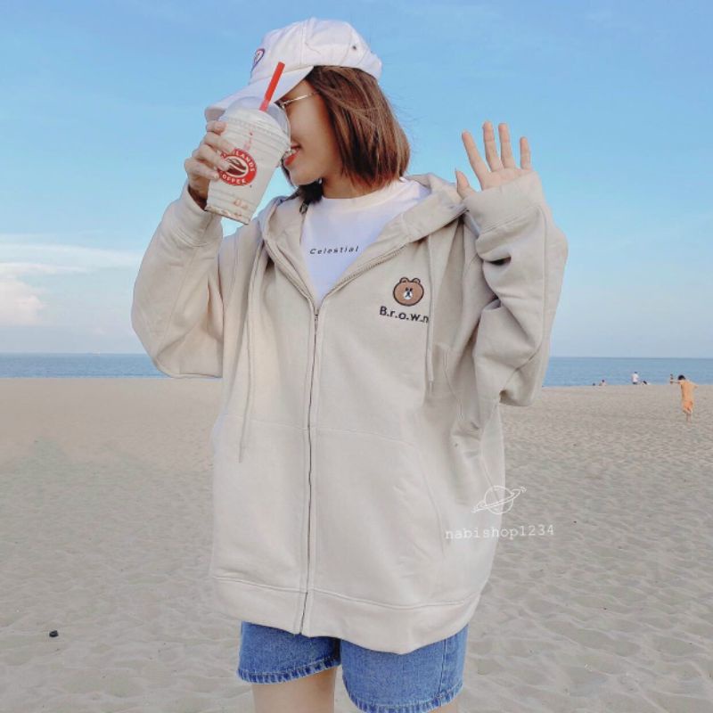 Hoodie Zipper Motif Bordir Korean Style | Unisex Pria &amp; wanita | Dhea Fashion