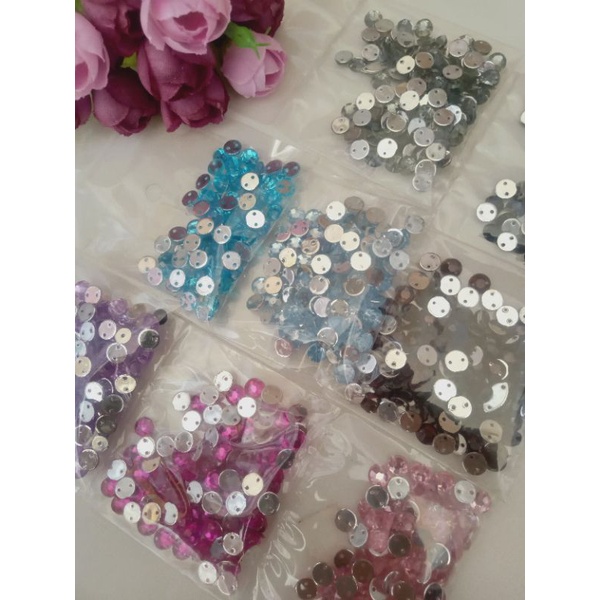 (READY) PAYET KRISTAL JAHIT //PAYET JAHIT //DIAMON BULAT 6mm TAIWAN // isi 100 biji kakak