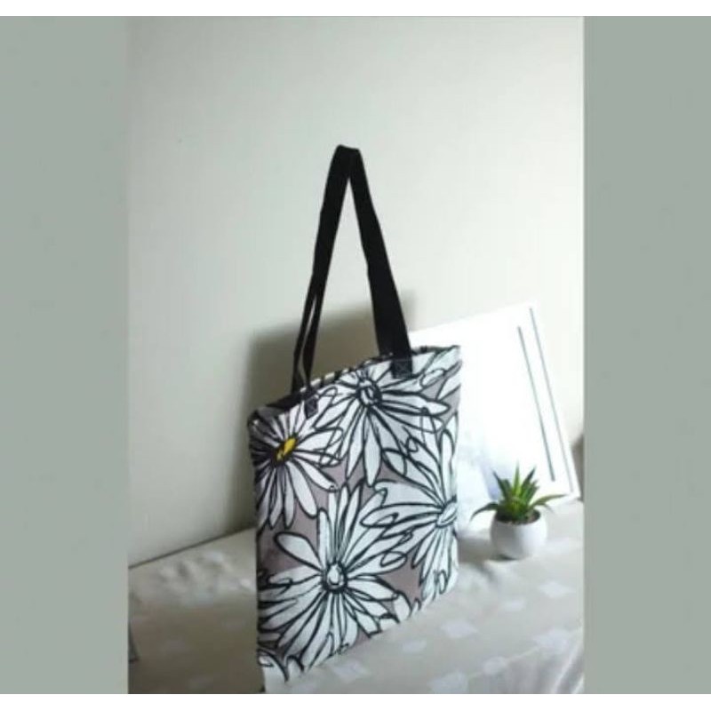 Totebag kanvas motif matahati coklat-tas totebag - tas selempang