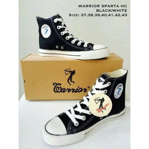 SEPATU WARRIOR HITAM PUTIH TINGGI ORIGINAL
